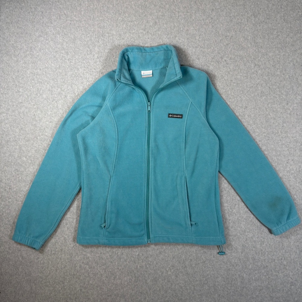 Columbia Womens Benton Springs Fleece Jacket Teal Blue Full Zip Size L WL6439